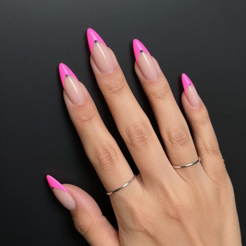 Neon pop pink acrylic nail tips