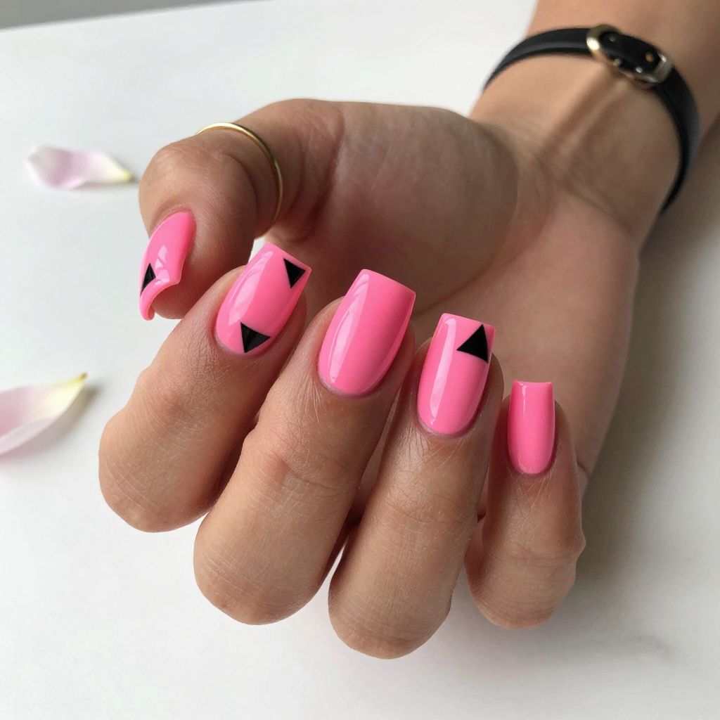 Pink And Black Nail Ideas 11