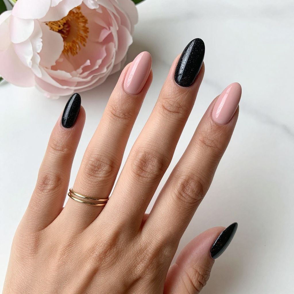 Pink And Black Nail Ideas 14