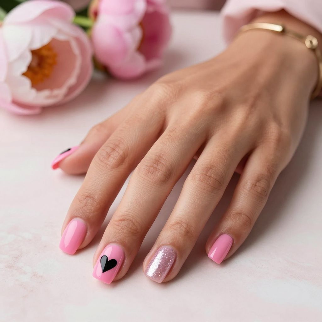 Pink And Black Nail Ideas 5