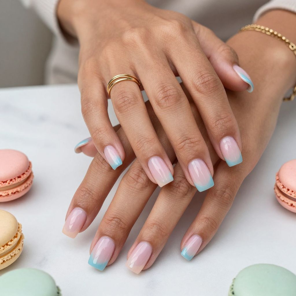Jelly Pink and Blue Nails