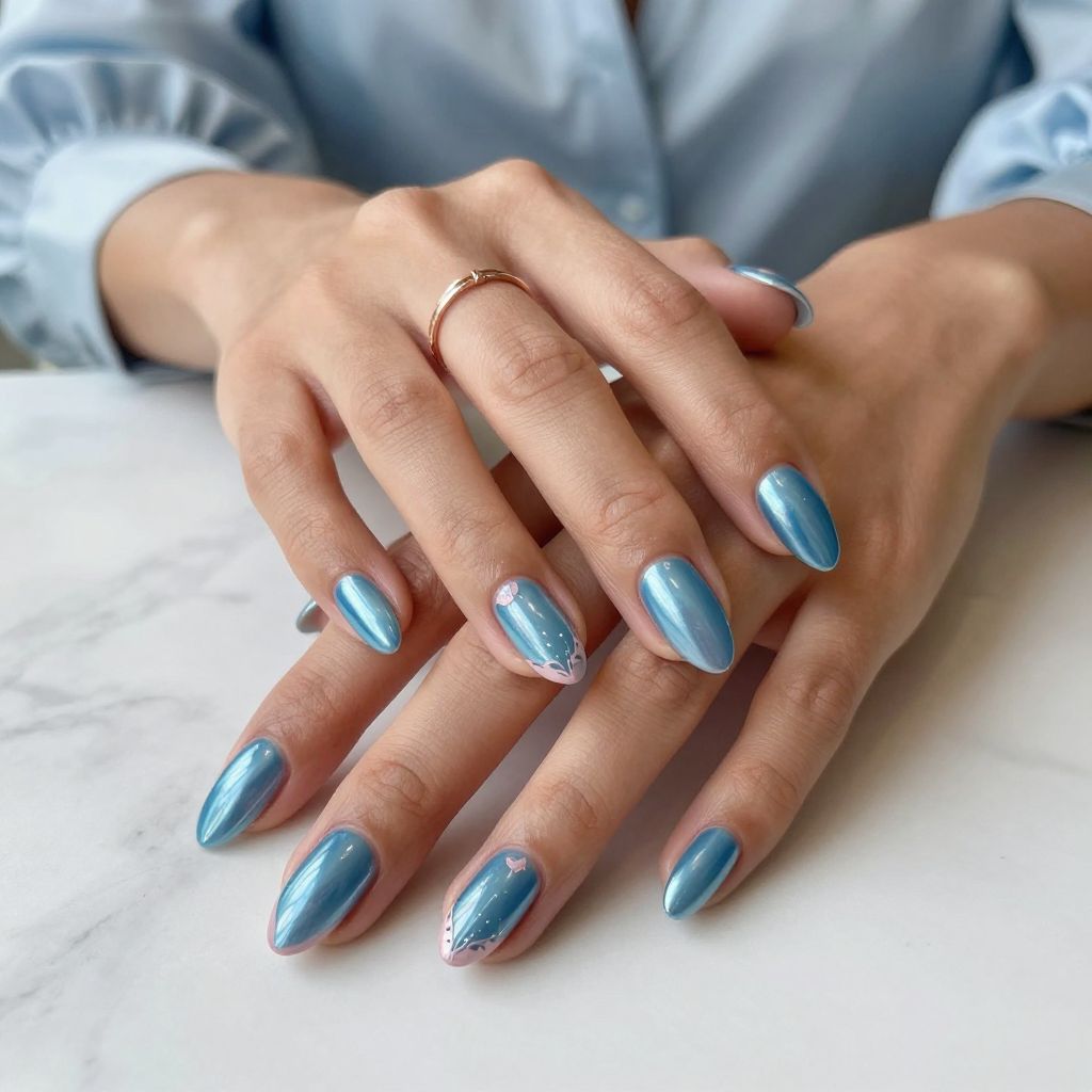 Blue Chrome With Pink Details