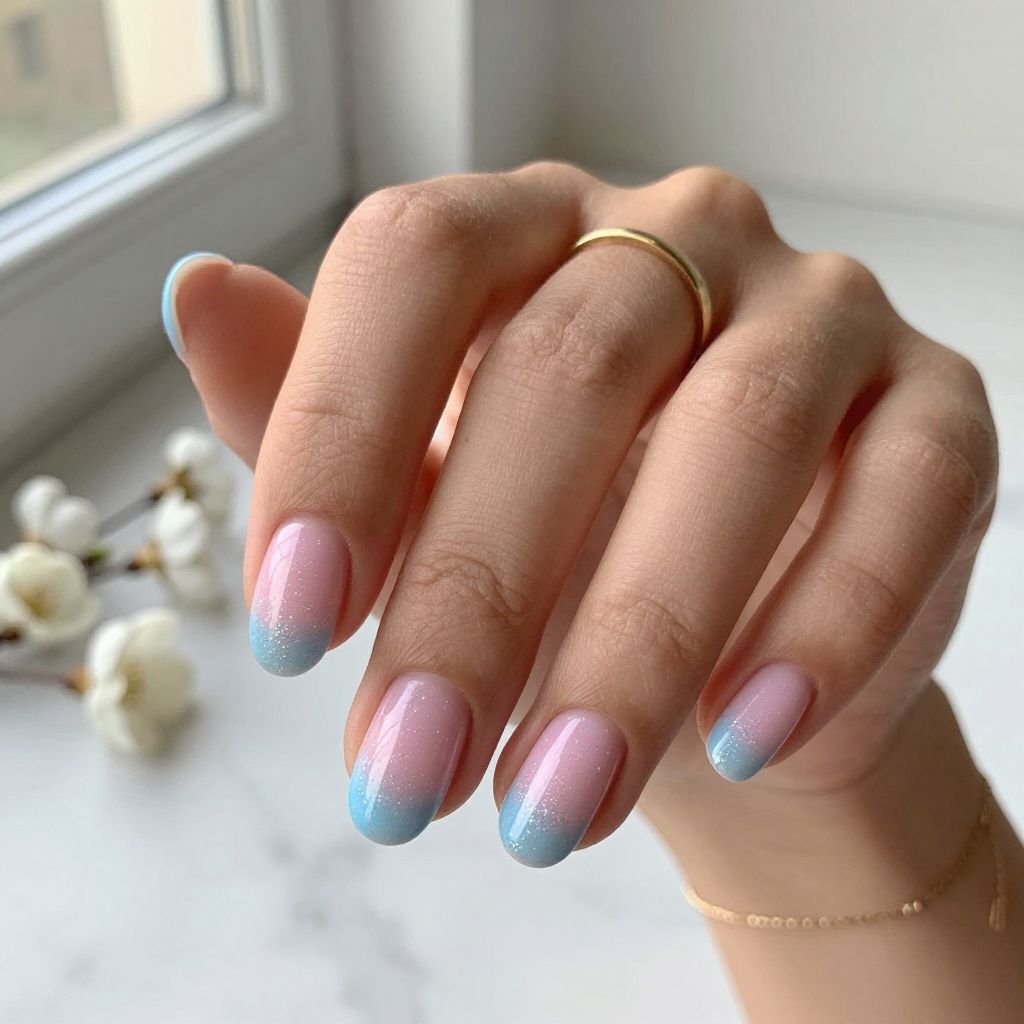 Pink and Blue Glitter Fade