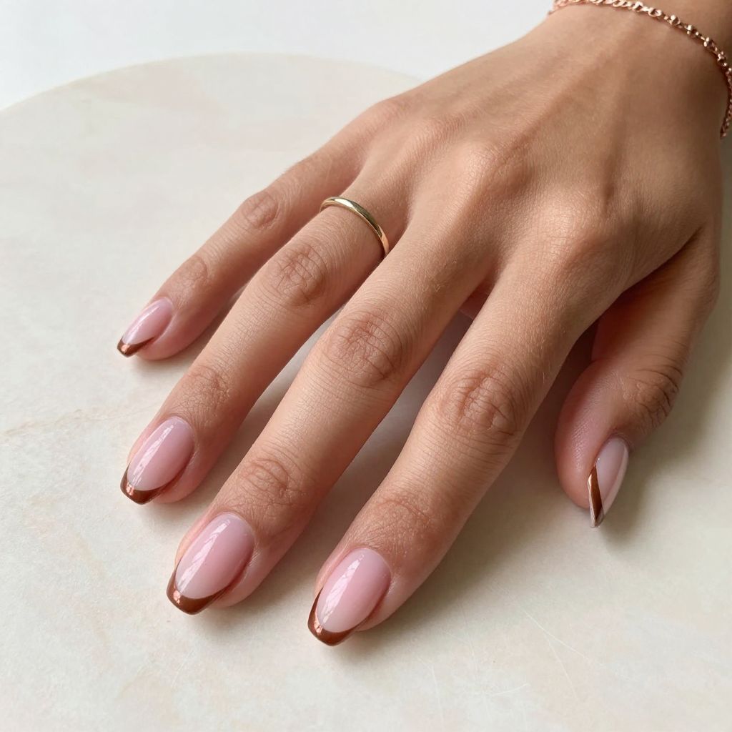 Soft Blush And Cocoa French Tips