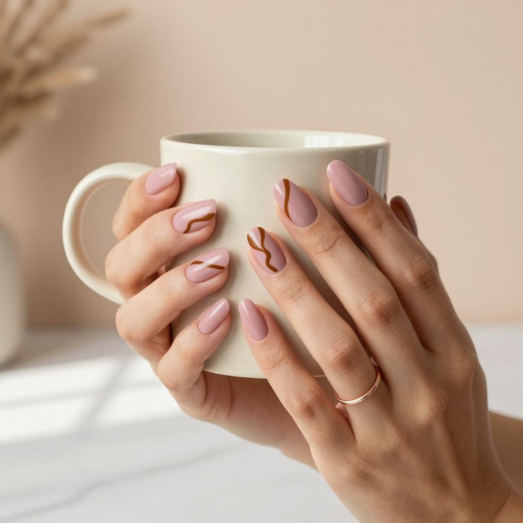 Matte Dusty Pink With Espresso Waves
