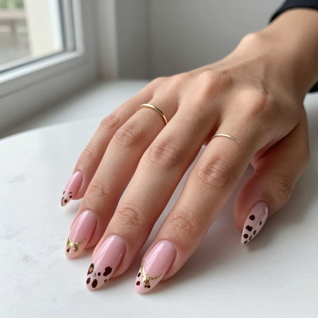 Glossy Pink With Brown Leopard Accents
