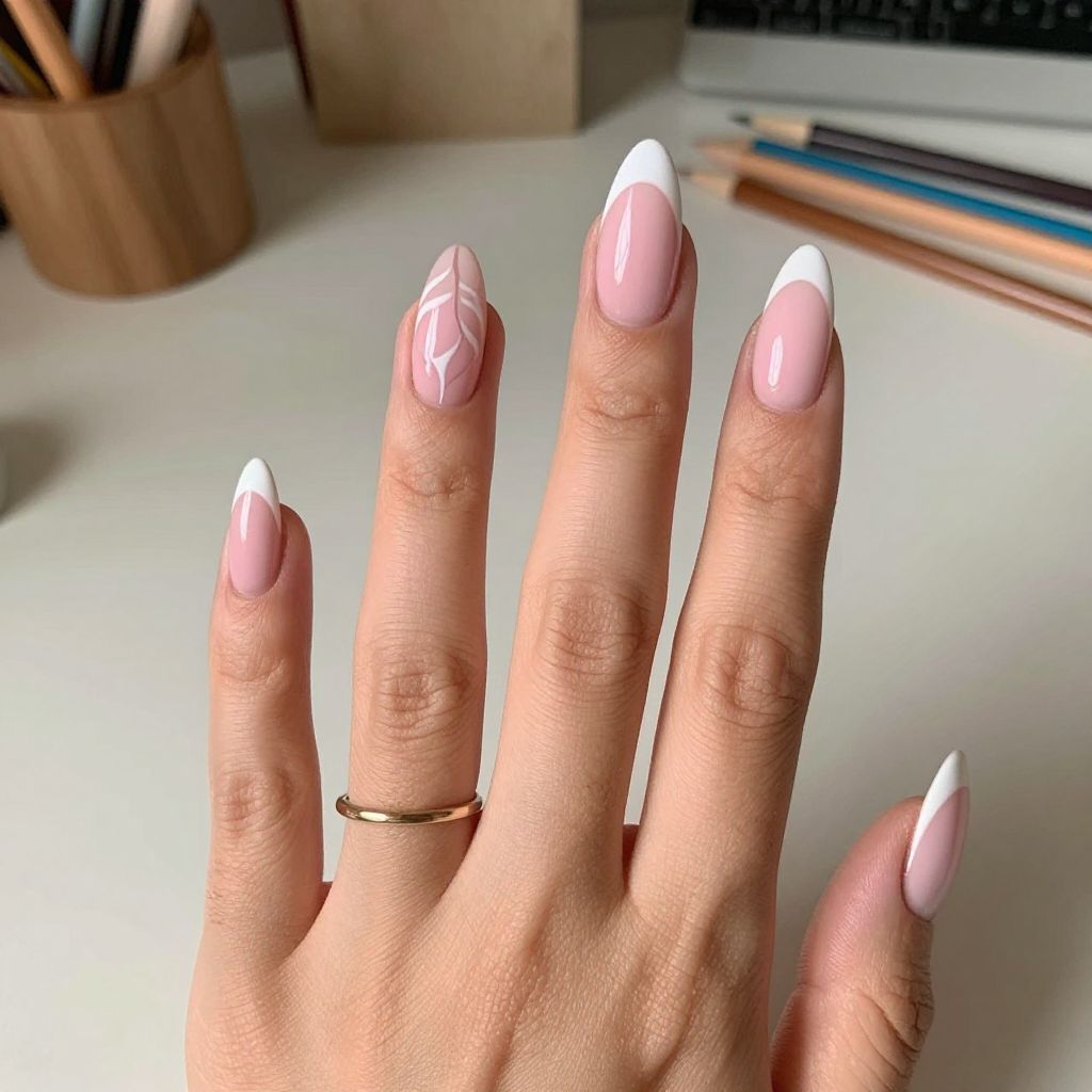 Pink and white nail idea 11