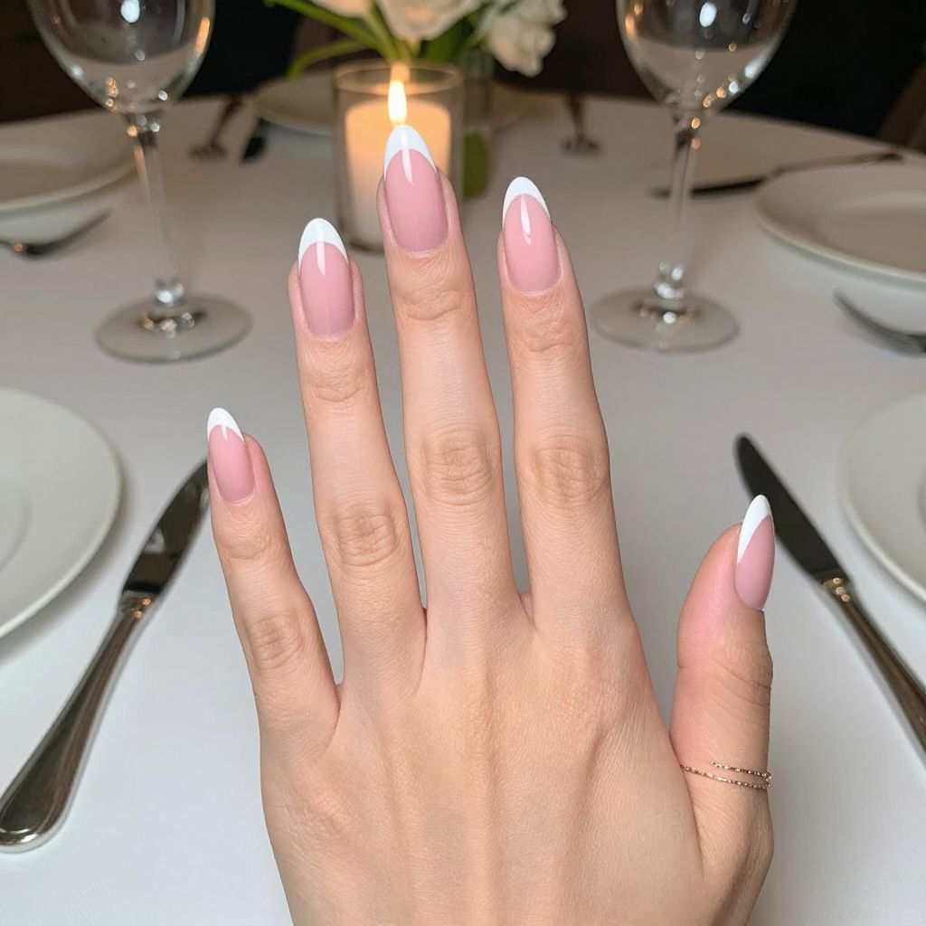 Pink and white nail idea 14
