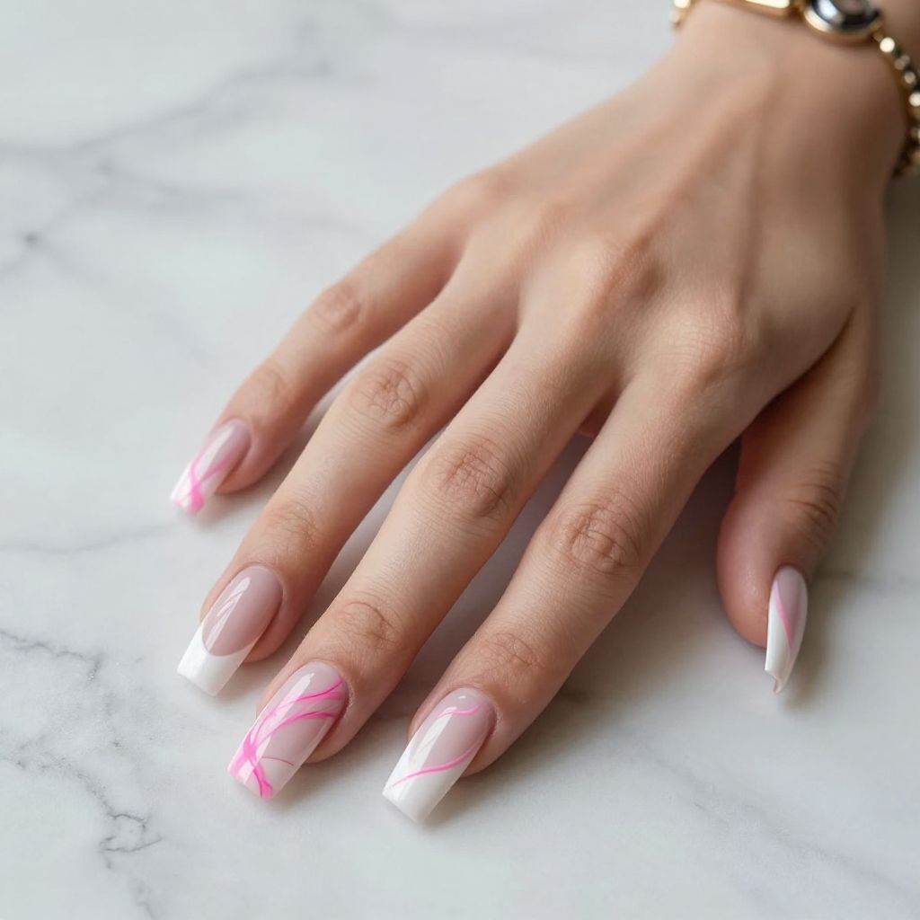 Pink and white nail idea 3
