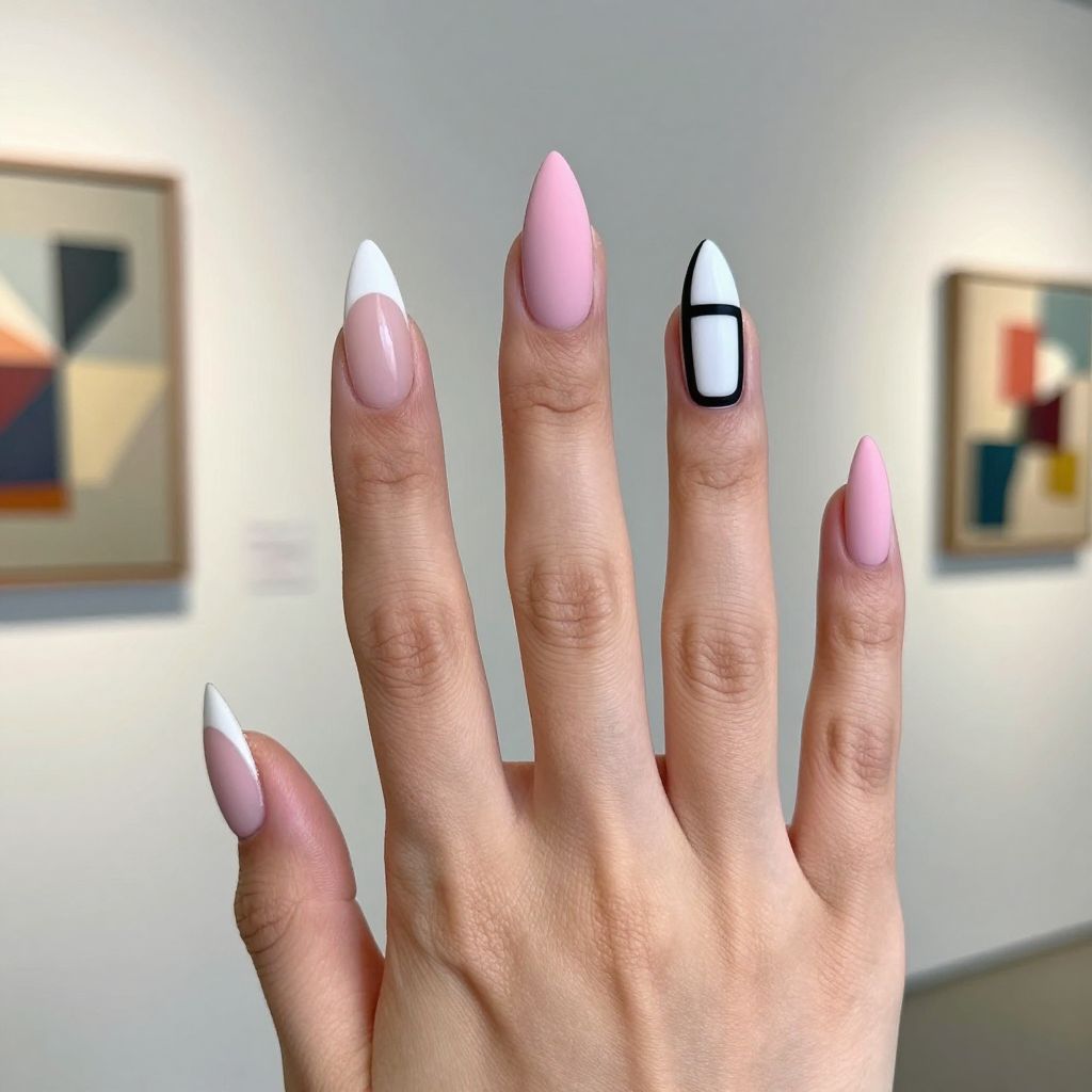 Pink and white nail idea 4