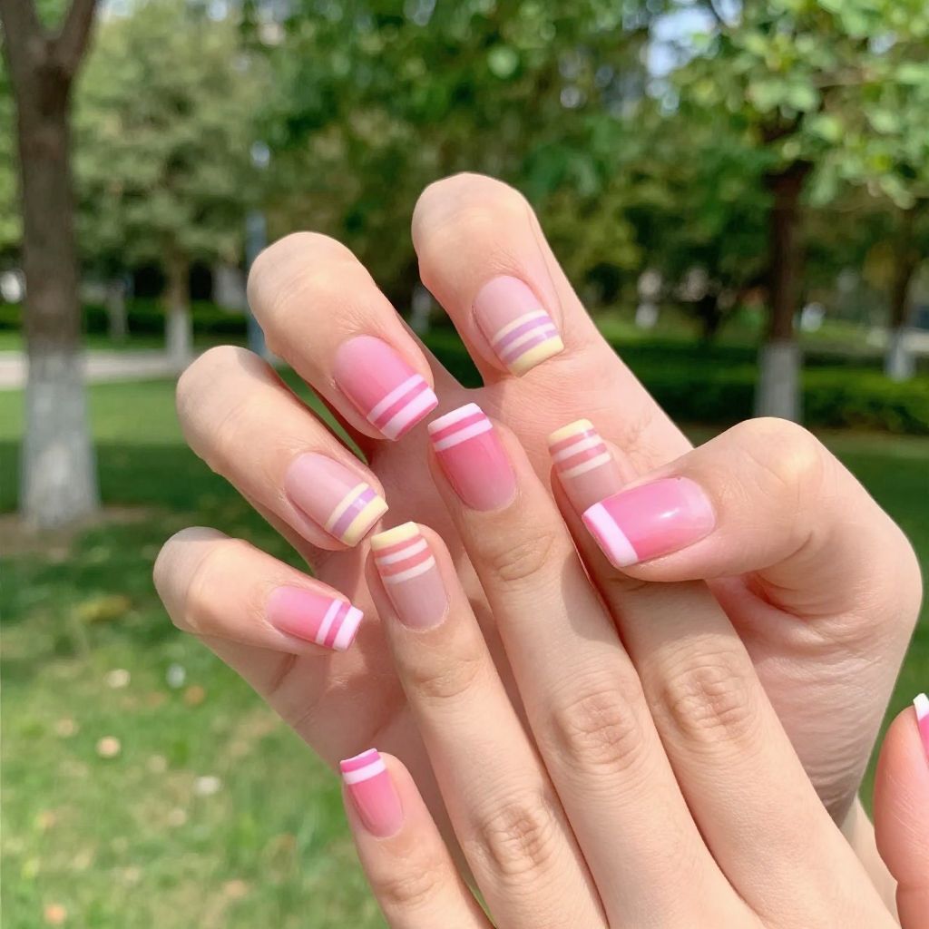 Pink and white nail idea 9