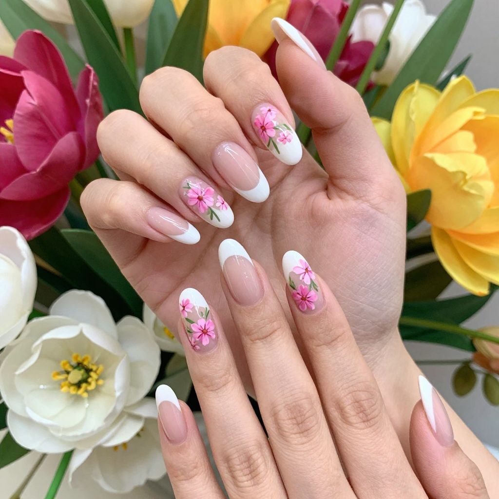Pink and white nail idea 8
