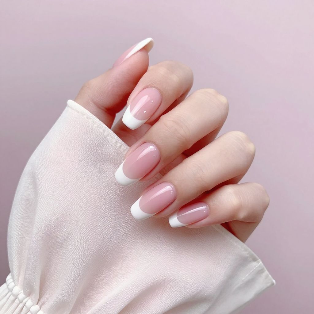 Pink and white nail idea 7
