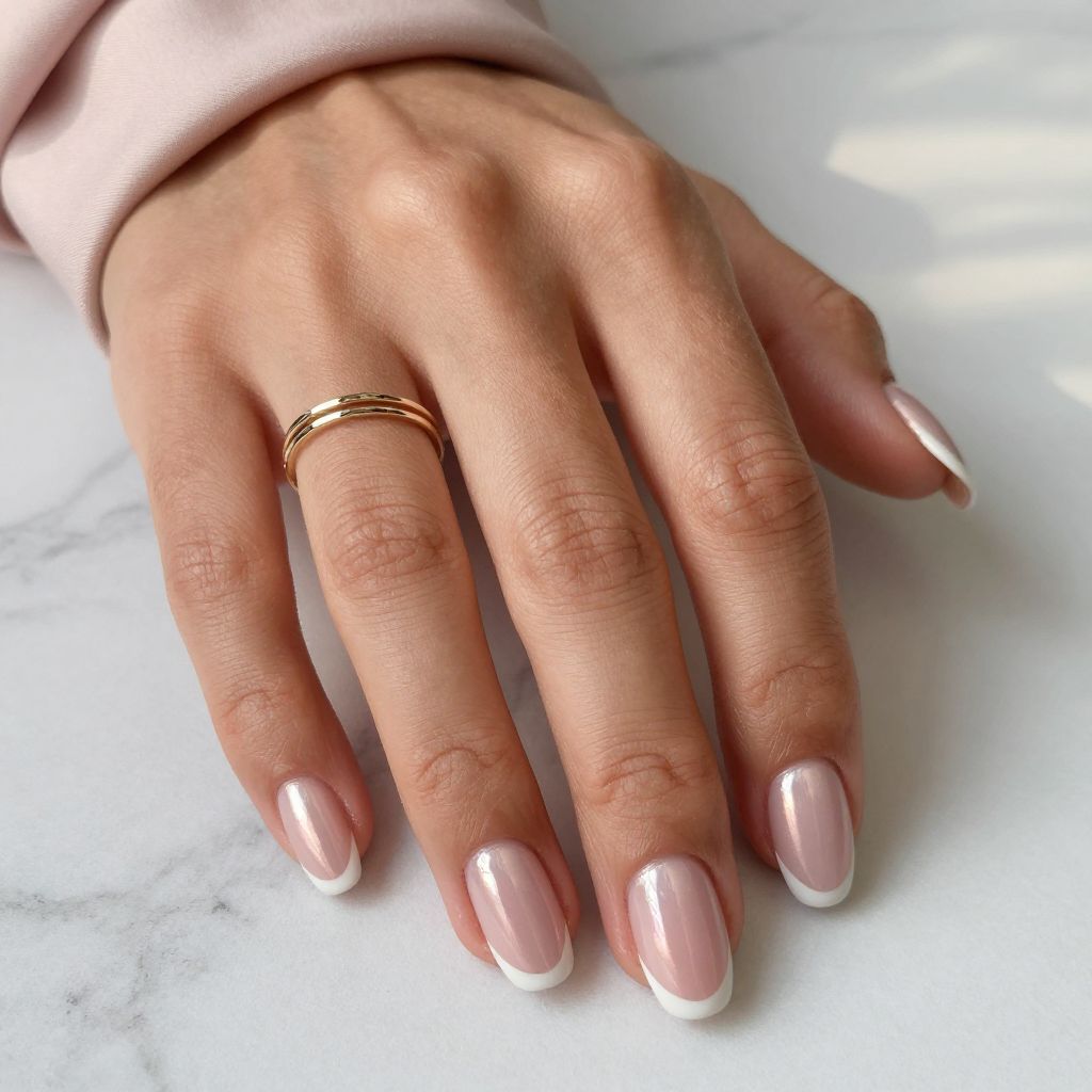 Pink Chrome With White French Tips