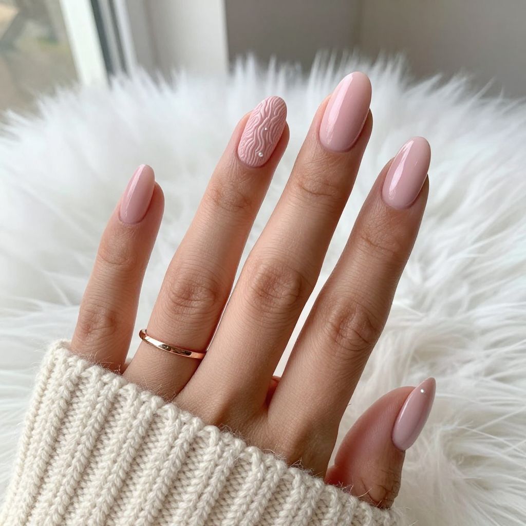 Blush Pink Knit Sweater Nails