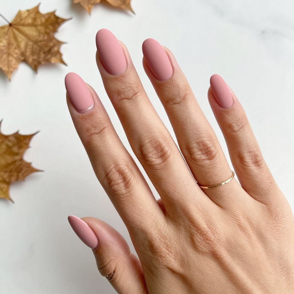 Dusty Pink Coffin Nails With Matte Finish