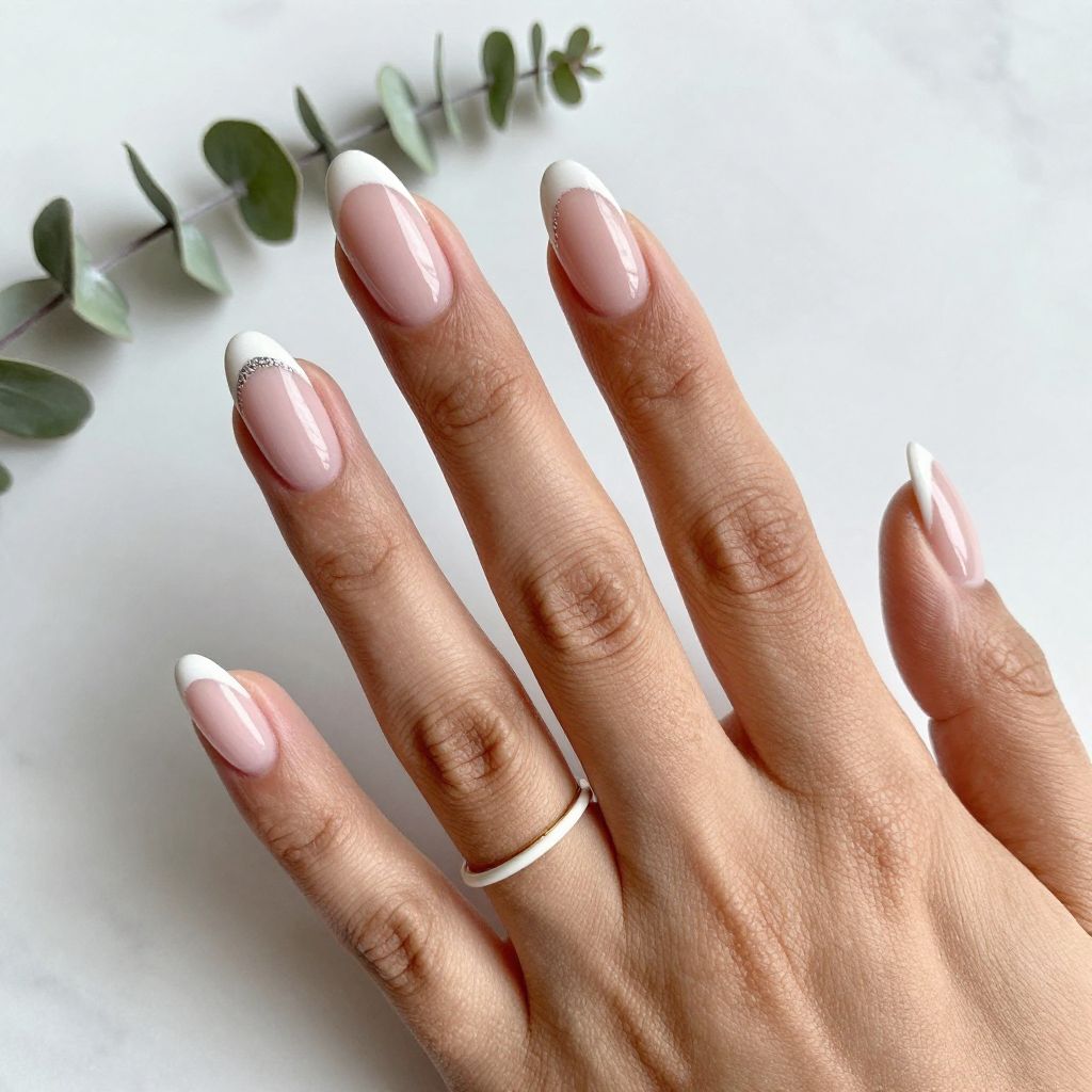 Milky Pink Coffin Nails With Micro French Tips