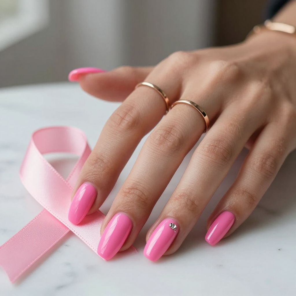 Hot Pink Coffin Nails With High Shine