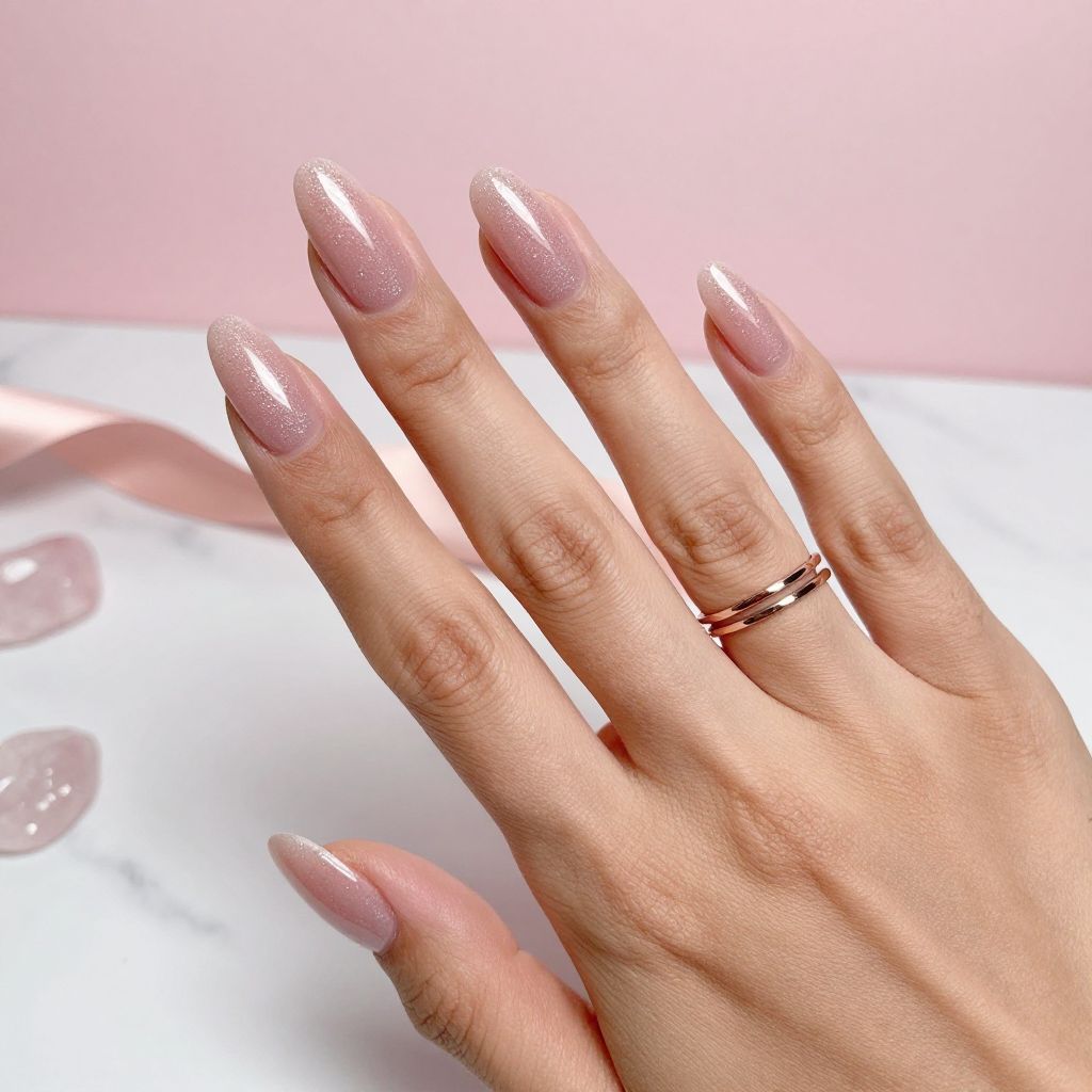 Rose Quartz Coffin Nails With Shimmer