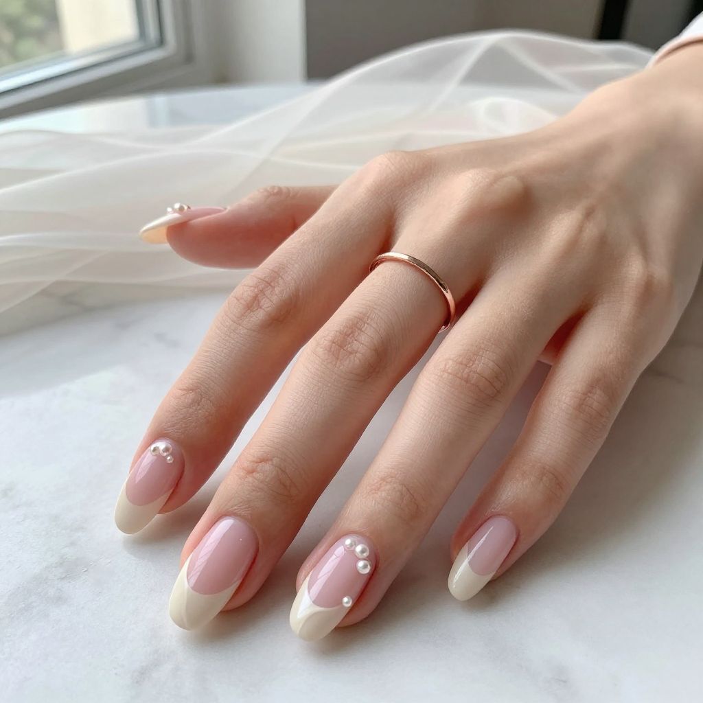 Ballet Pink Coffin Nails With Pearls