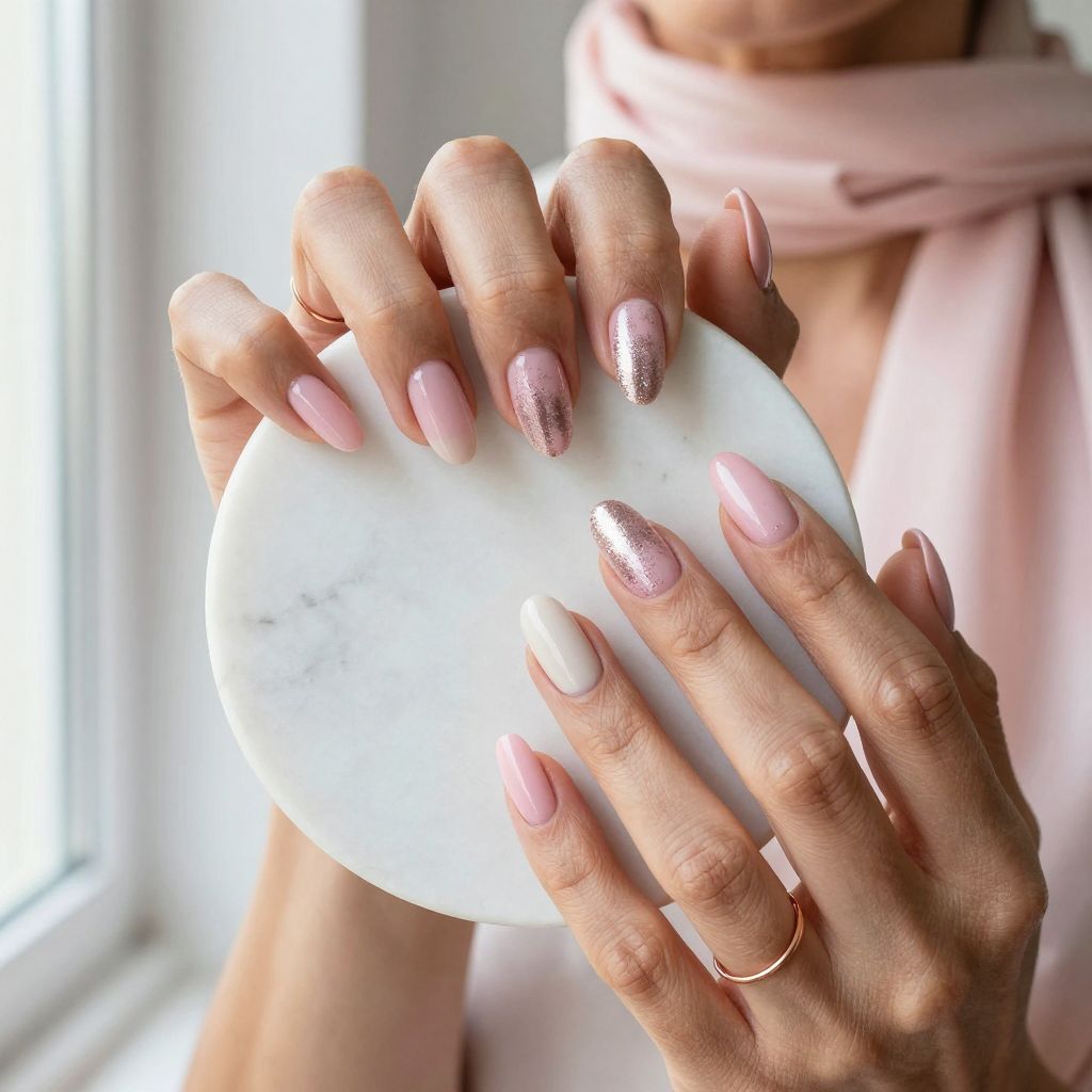 Pink Chrome Coffin Nails