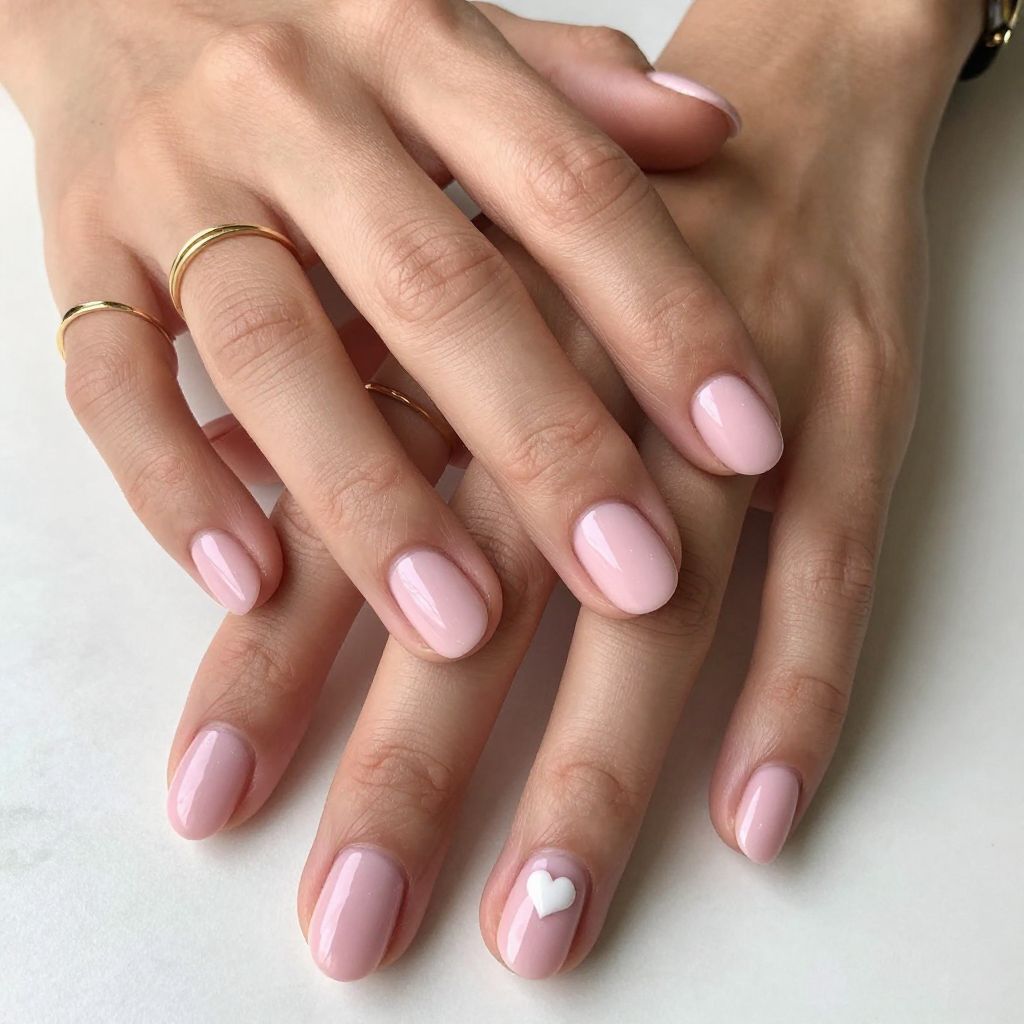 Baby Pink Short Round nail idea