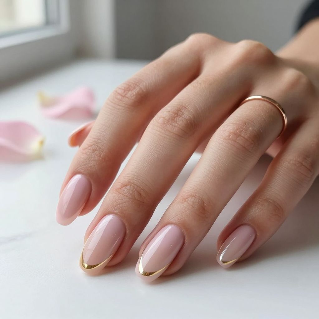 Pink and Nude Split Design nail idea
