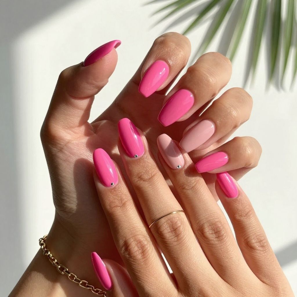 Hot Pink Statement Set nail idea