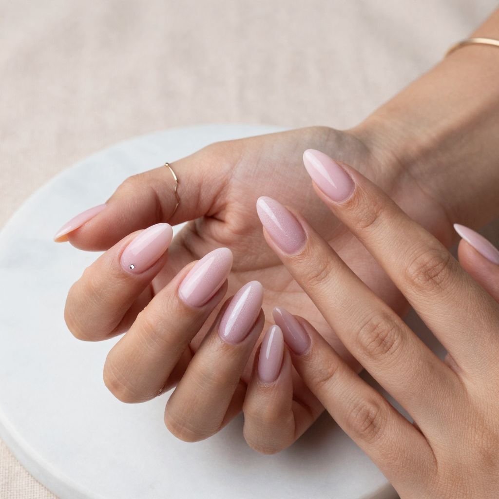 Pink Glitter Fade nail idea
