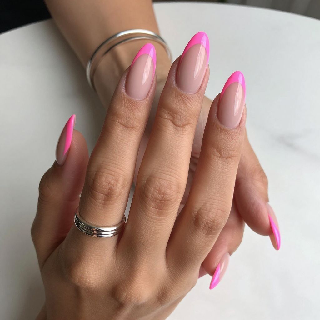 Neon Pink French Tips