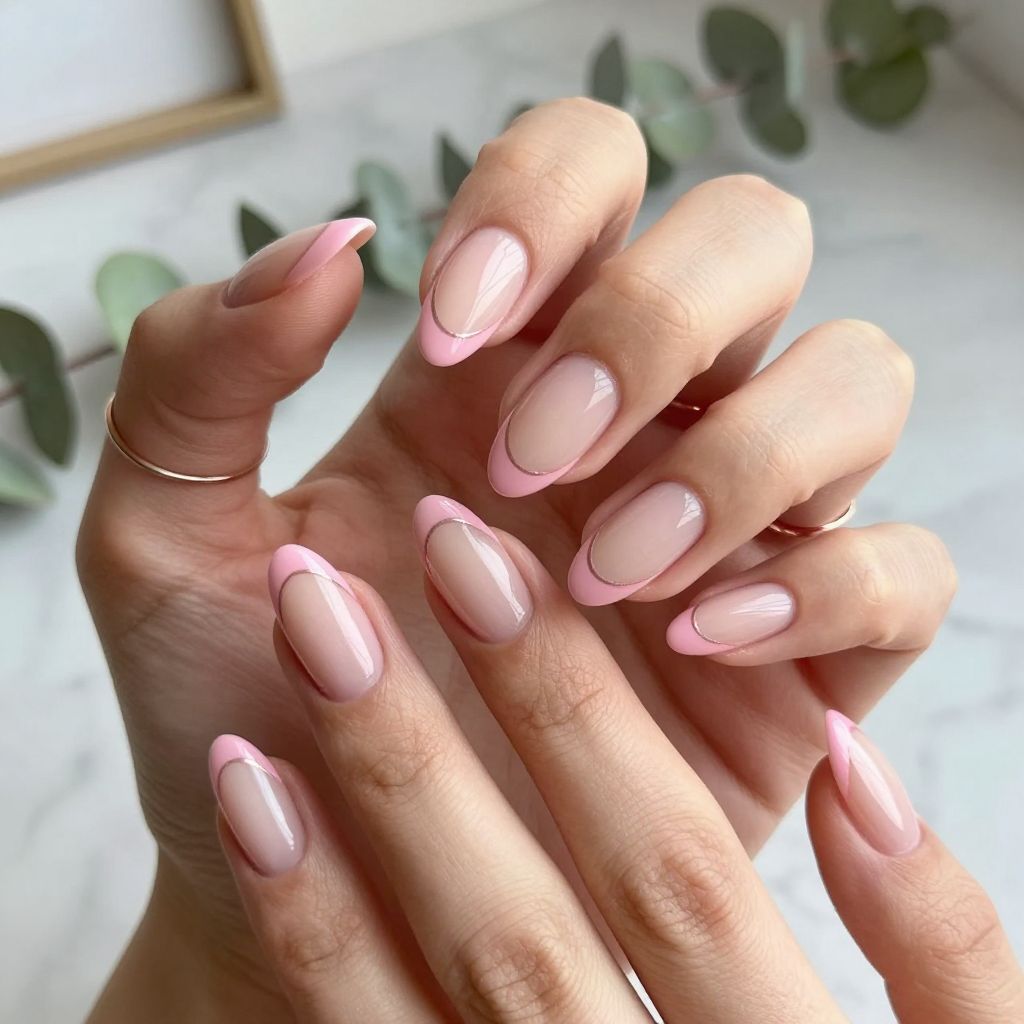 Pink French Tips with Negative Space