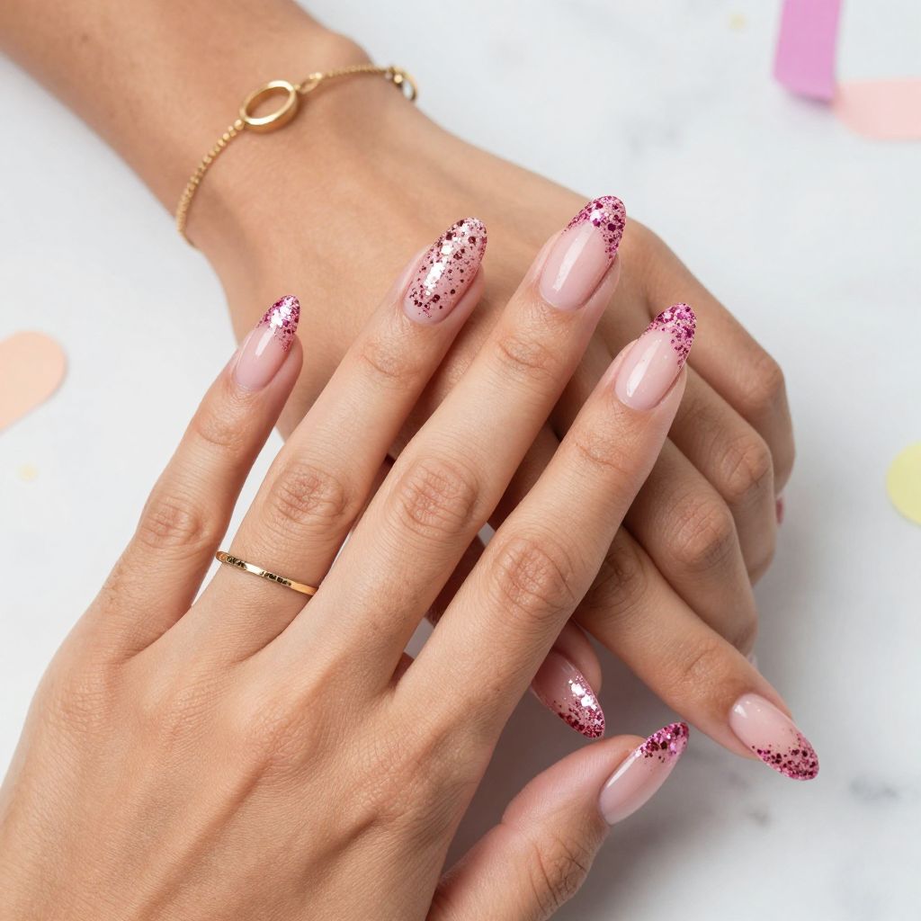 Glitter Pink French Tips