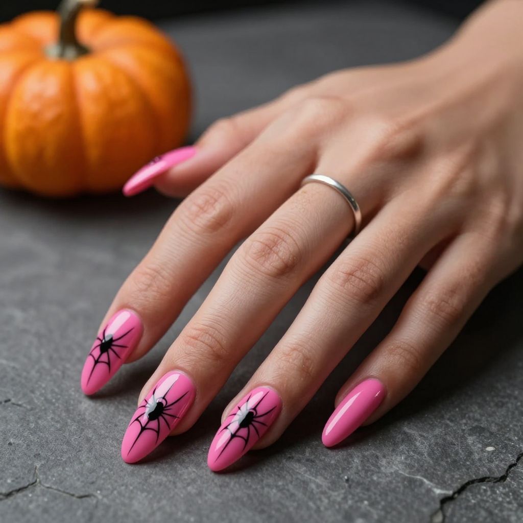 Hot Pink Spider Web Tips