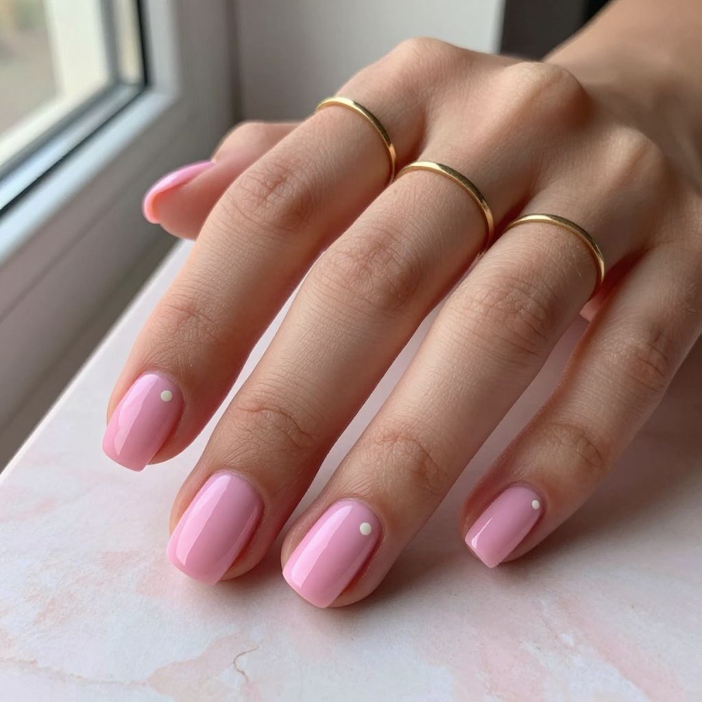 Bubblegum Pink Short Square Nails