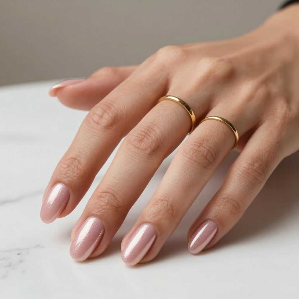 Rose Chrome Almond Nails