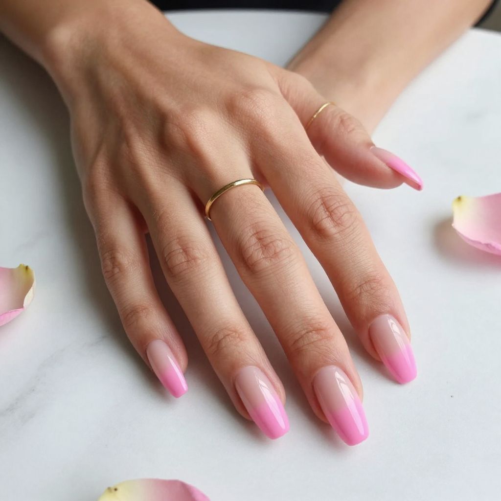 Pink Ombre Coffin Nails