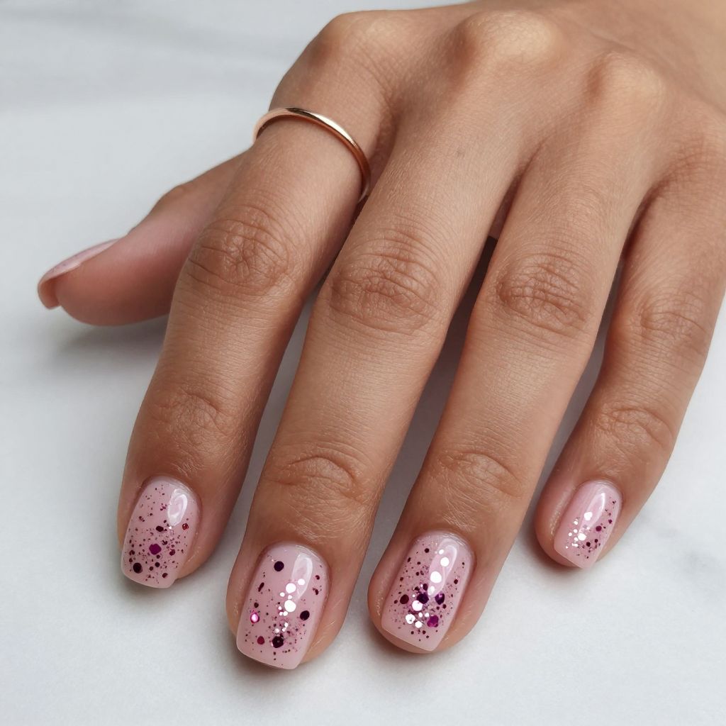 Pink Glitter Bomb Confetti Nails
