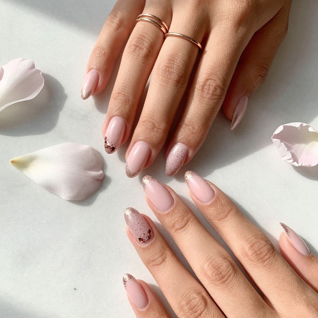 Baby Pink Glitter Ombre Nails