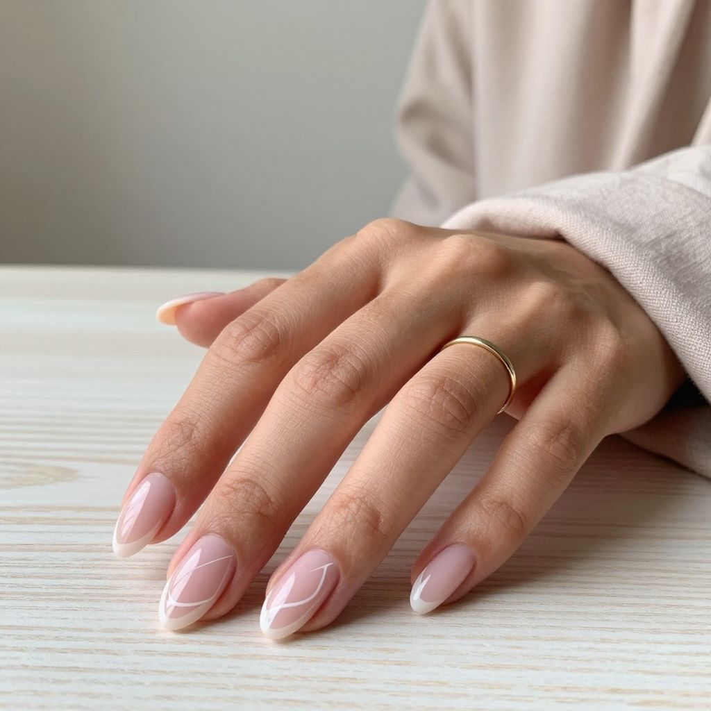 Pink and White Swirl Nails