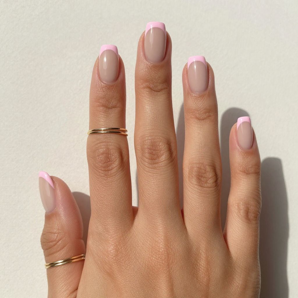 Pink French Tips on Nude Base