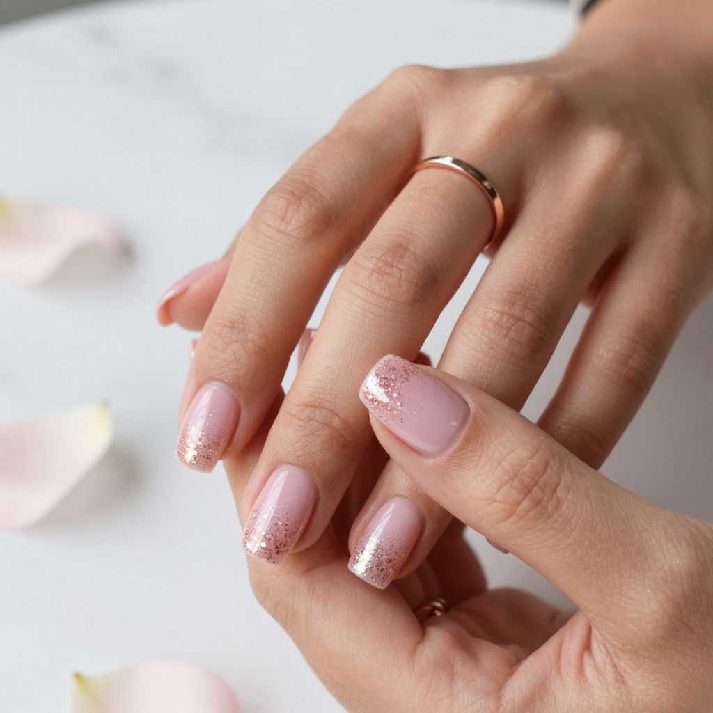 Pink Glitter Gradient Nails