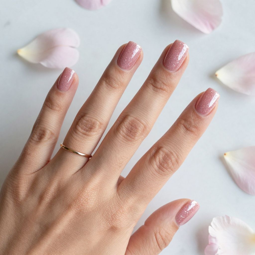 Rose Pink Micro Glitter Nails