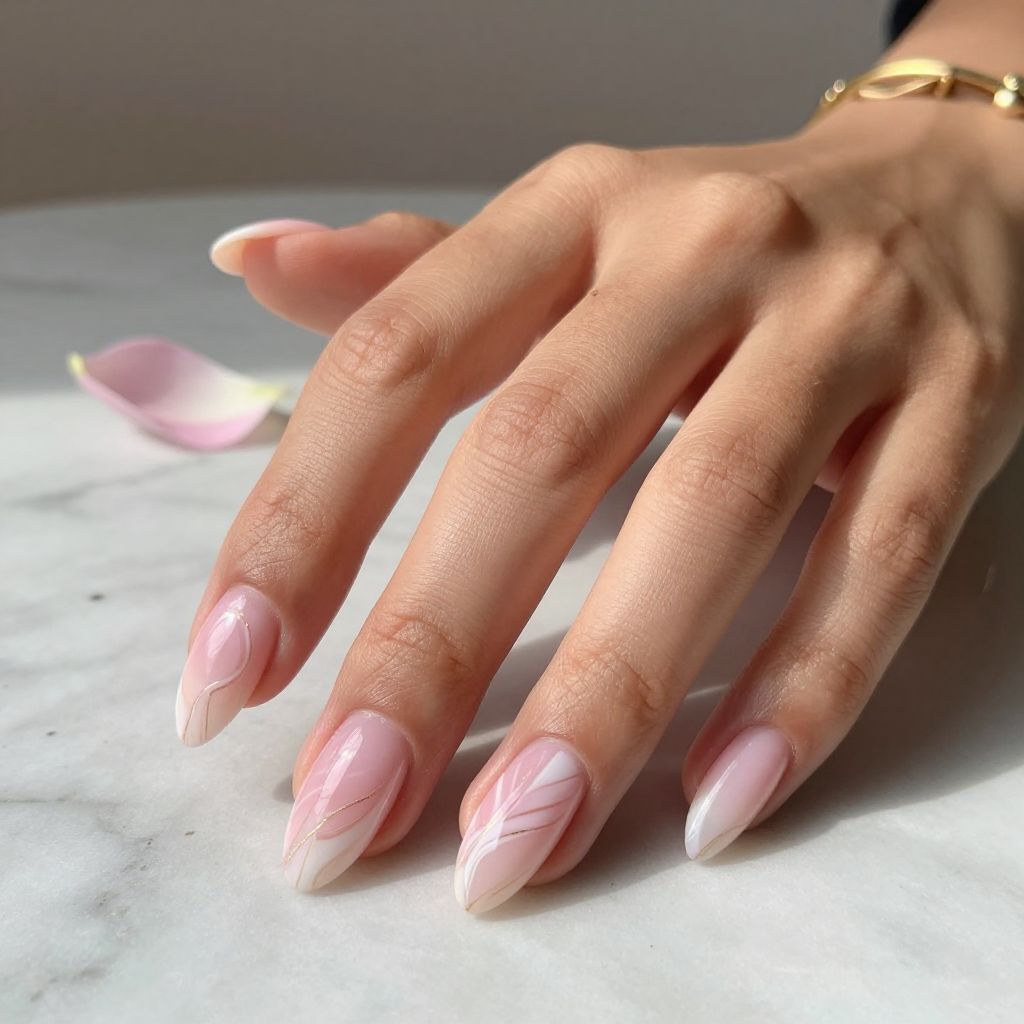 Pink Marble Swirl Nails