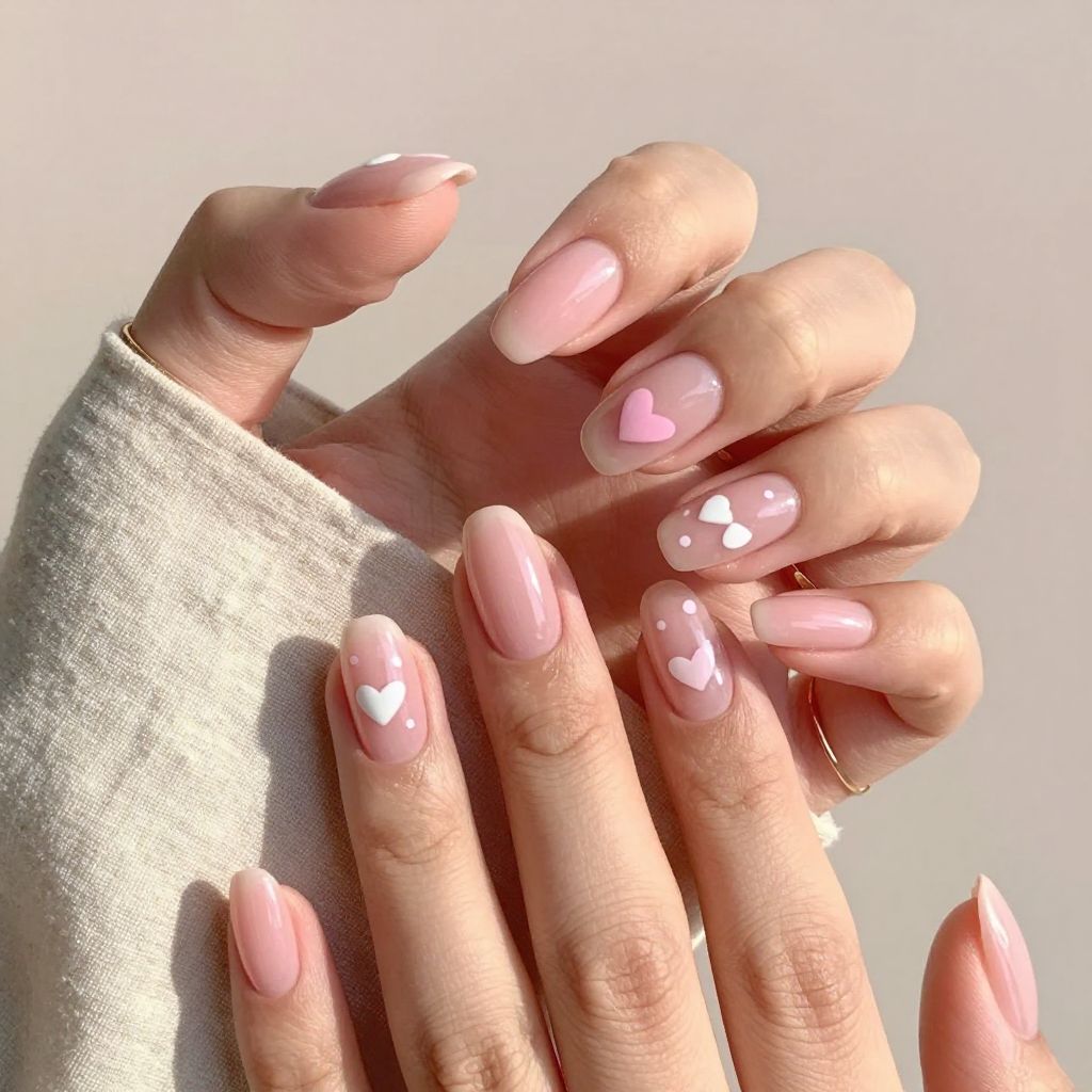 Milky Pink With Micro Hearts