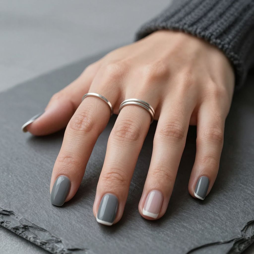 Charcoal mist plain nails