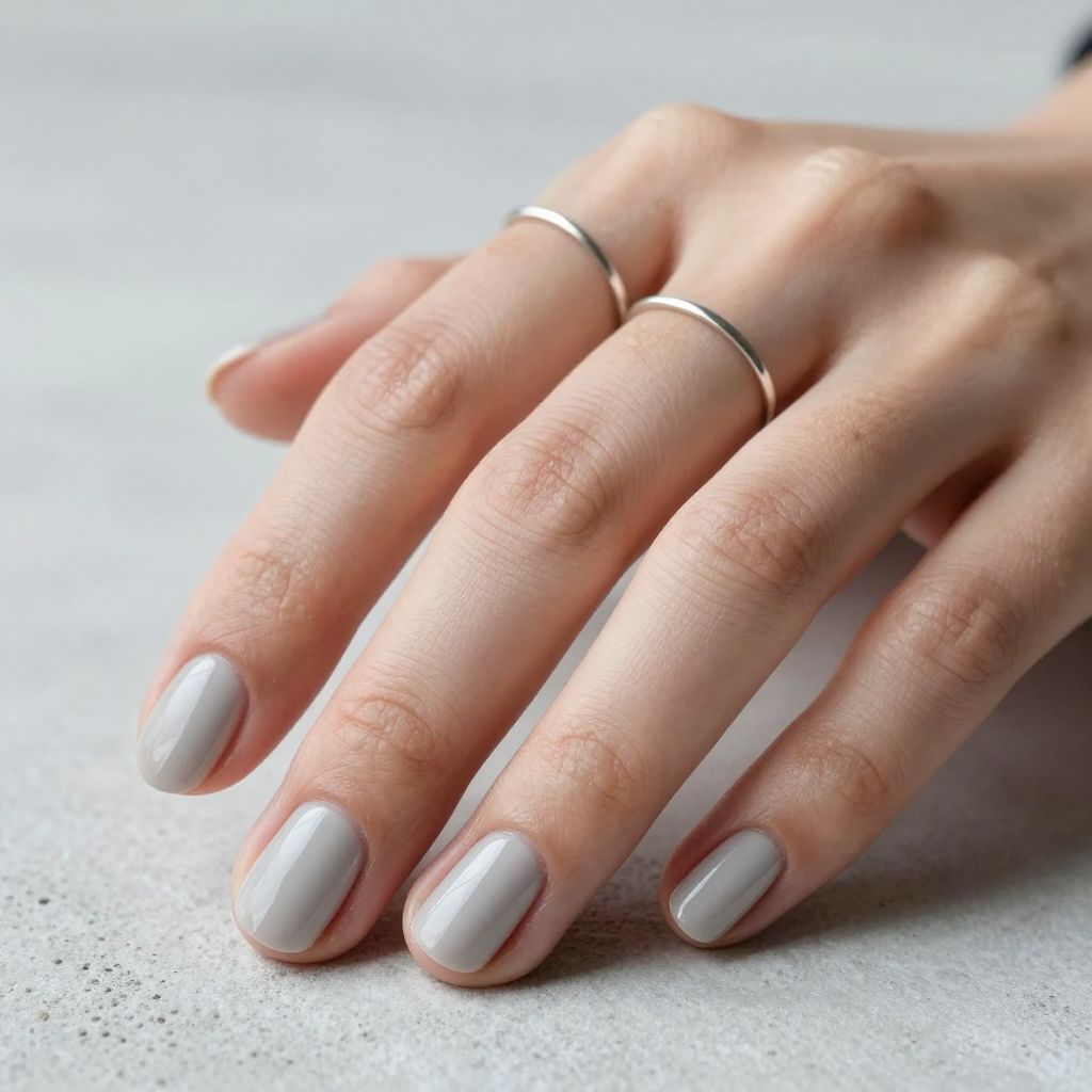 Soft gray plain nails