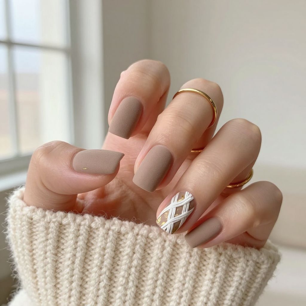 Cashmere Cardigan Taupe preppy nails