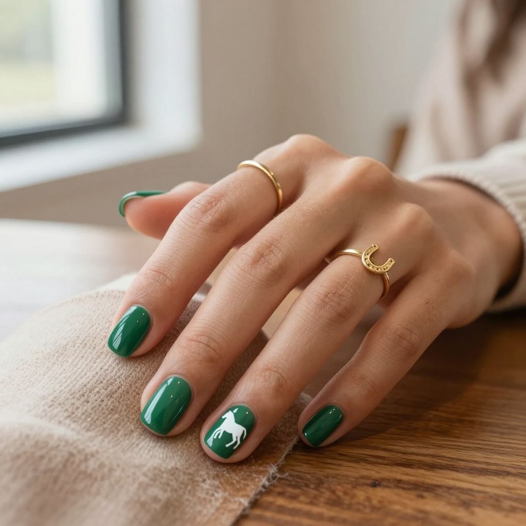 Polo Club Green preppy nails