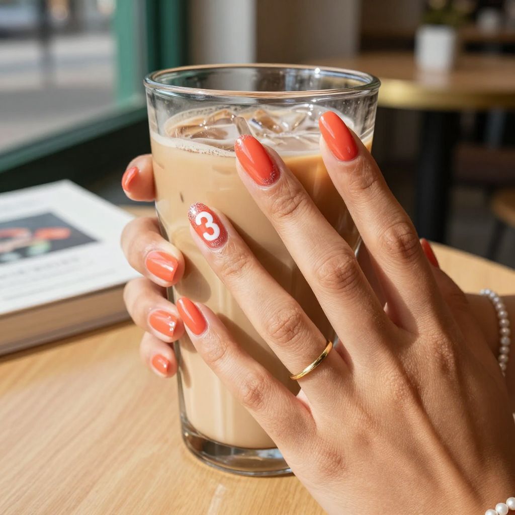 Campus Coral Pop preppy nails