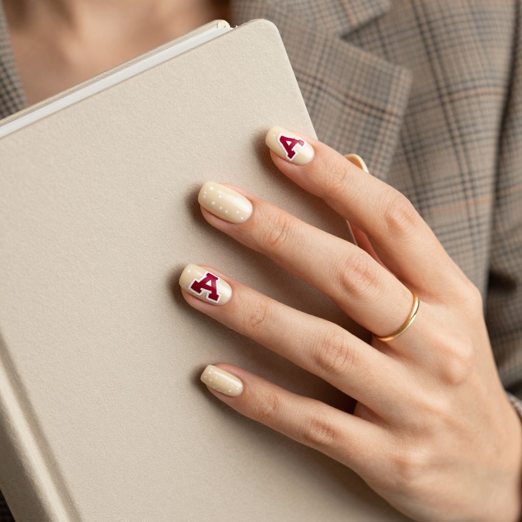 Varsity Letter Accent preppy nails